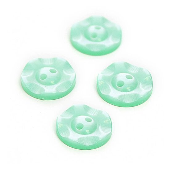 Hemline Light Green Basic Scalloped Edge Button 4 Pack