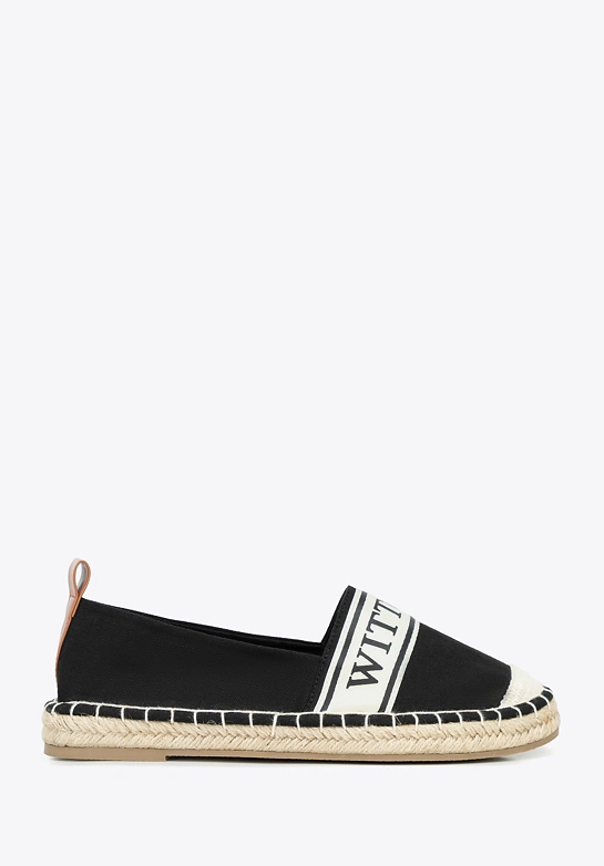 Damskie espadryle z lamówką z logo czarne