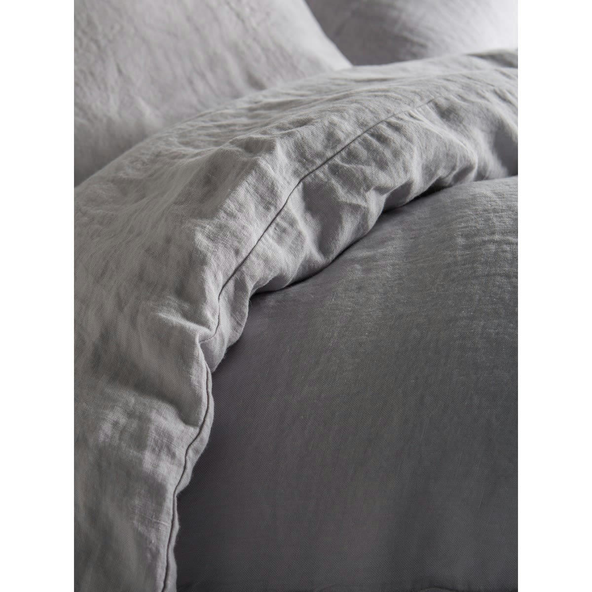 NAGHADA - Housse de couette unie en lin  gris clair 240x260