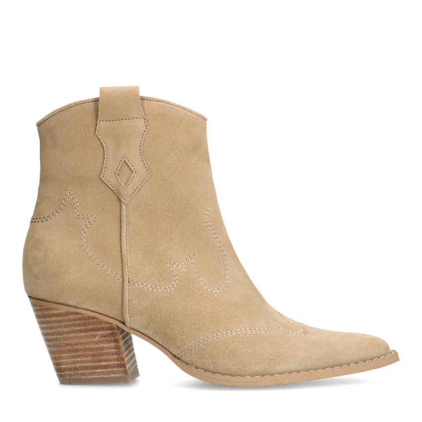 Manfield Beige suède cowboy laarzen