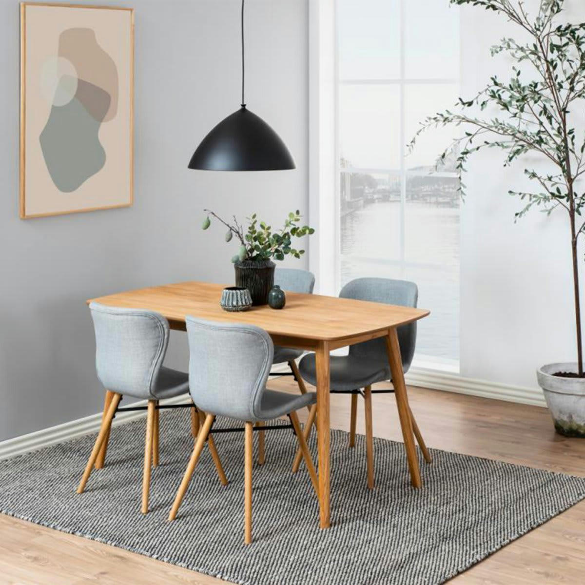 MATILDA - Lot de 2 chaises en tissu pieds bois gris