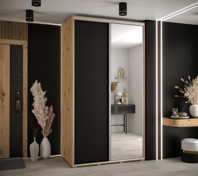 Szafa przesuwna 60 wysoka Davos 3 130 artisan czarny srebrny