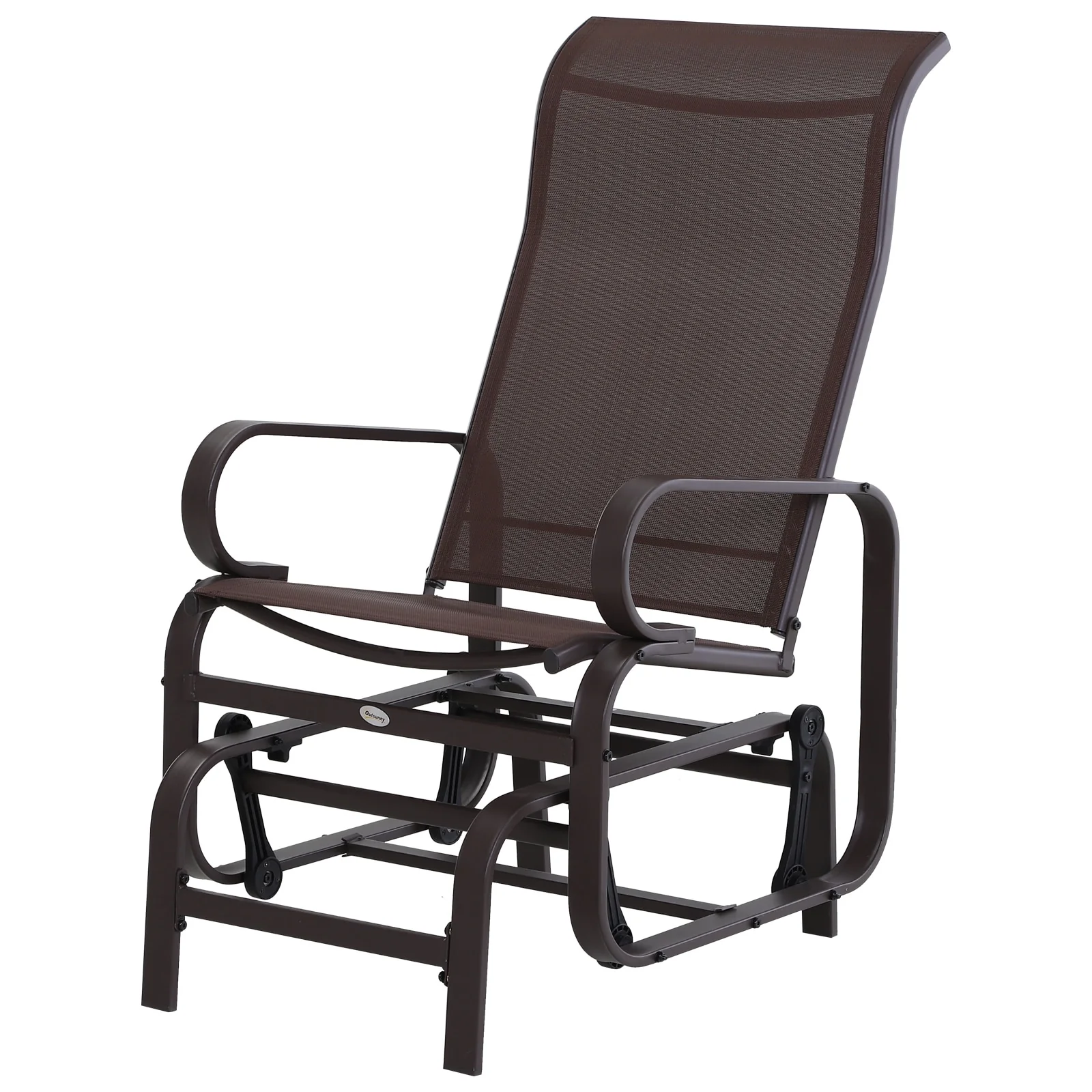 Outsunny Single Glider Brown Mesh Rocking Chair