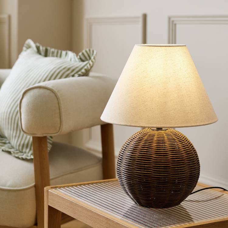 Habitat Wicker Ball Table Lamp - Natural