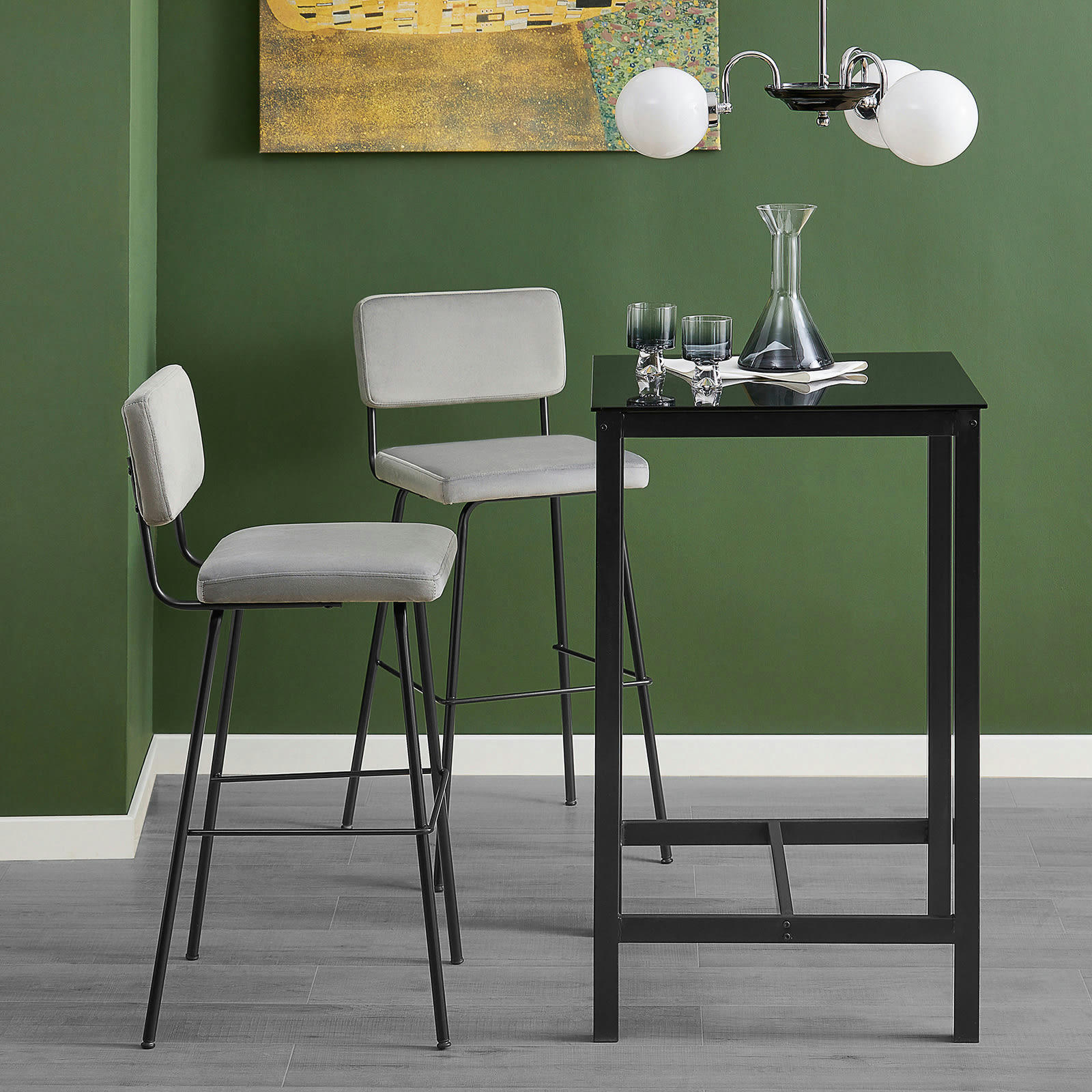 - Table à manger carrée en acier noir