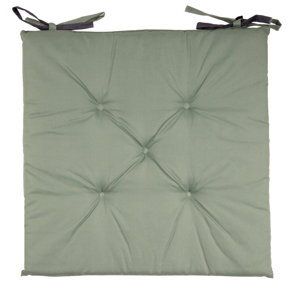 Galette de chaise de jardin réversible uni gris biface vert