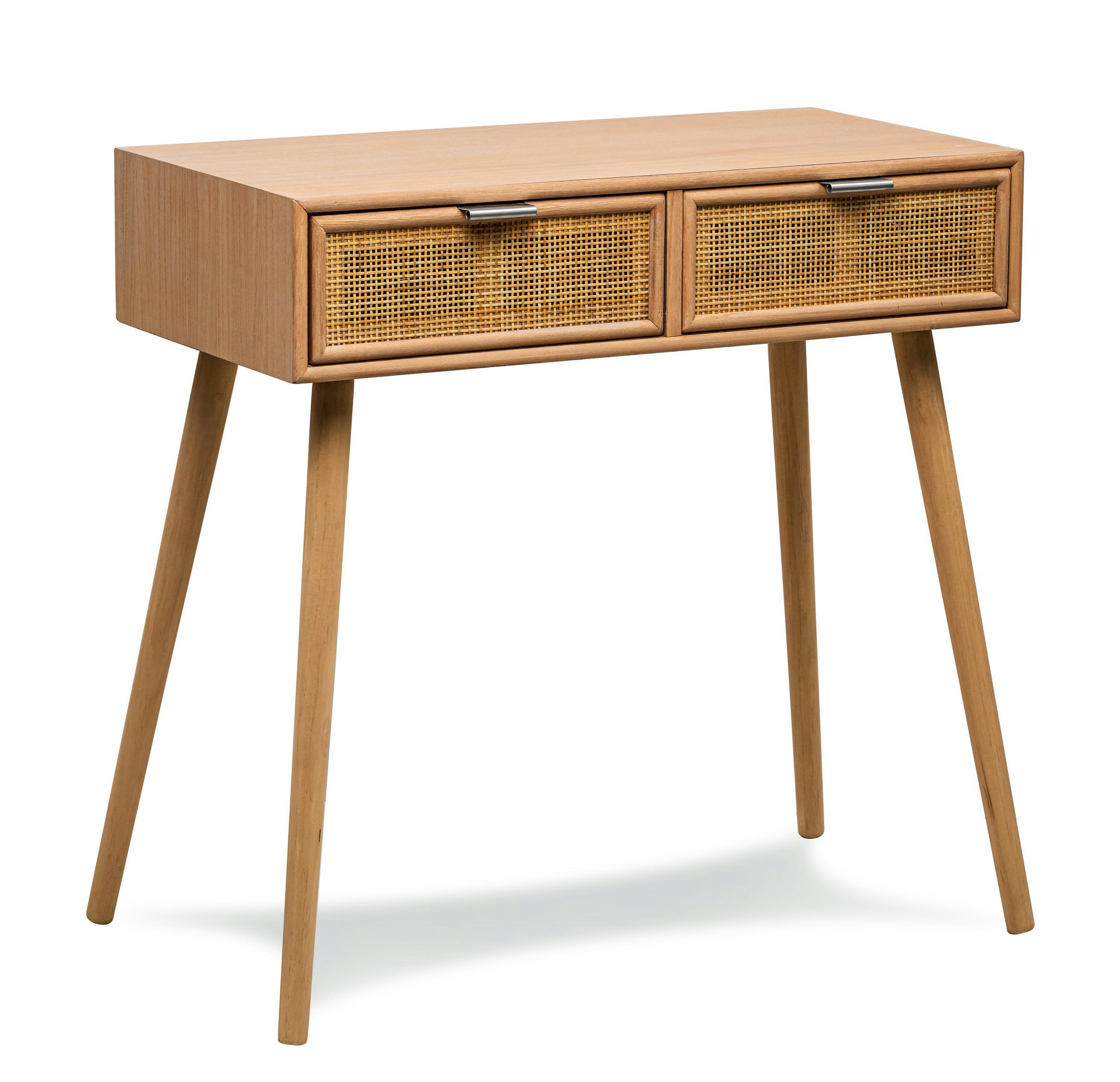 - Console 2 tiroirs en bois et rotin naturel