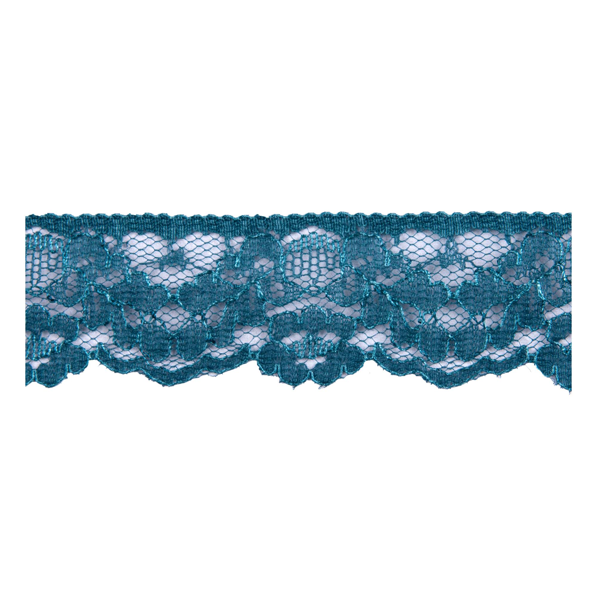 Petrol Blue 35mm Floral Nylon Lace Trim by the Metre