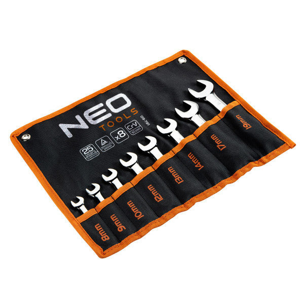 Klucze płasko-oczkowe krótk 8-19mm 8szt NEO 09-791