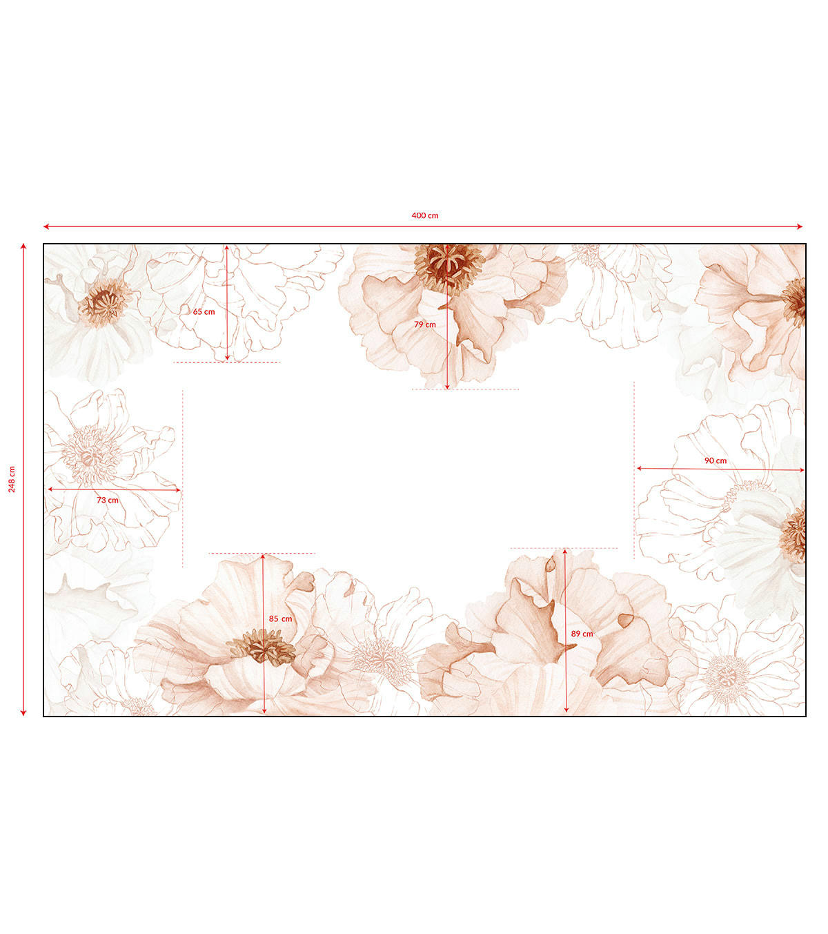 POPPIES - Papier peint panoramique coquelicots, rose 4 m x 2,48 m