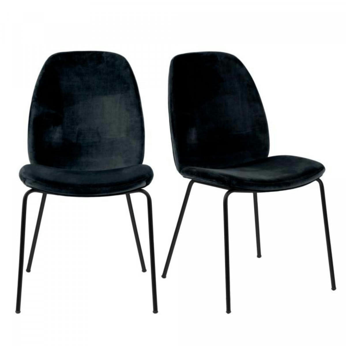 KARMEN - Lot de 2 chaises en velours noir