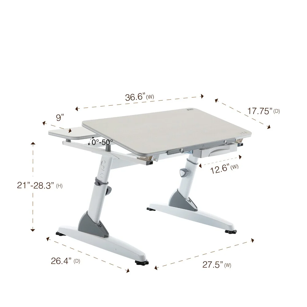 Kid 2 Youth Maple/ White Ergonomic Sit to Stand Desk with USB Port