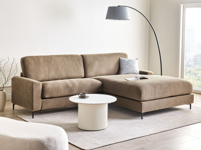 Sofa narożna lewostronna brązowa