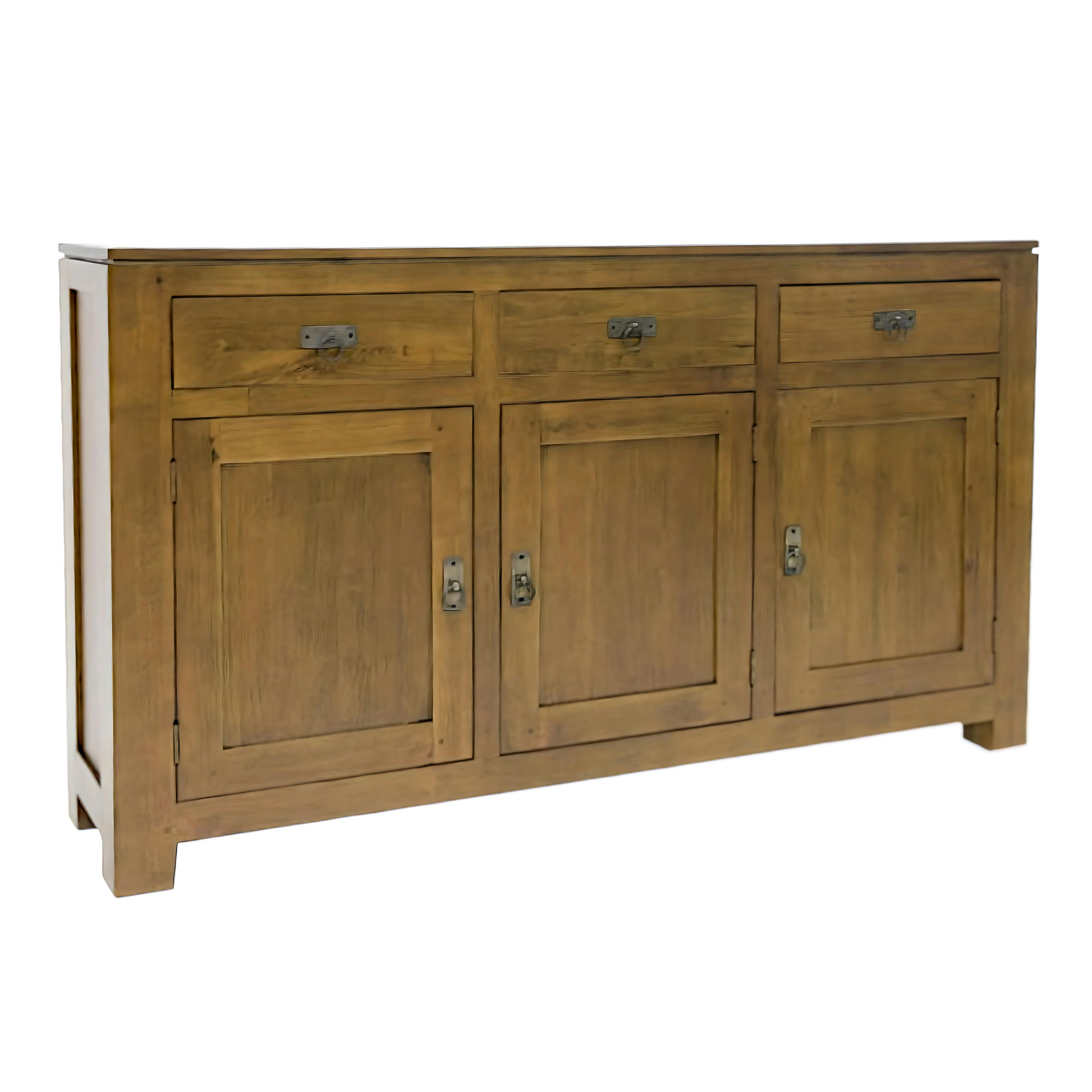 Buffet 3 portes exotique hévéa 150cm HELENA