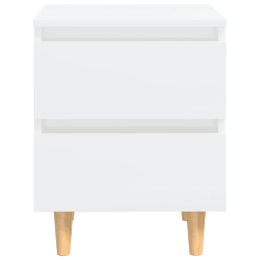 NNEVL Bed Cabinets & Pinewood Legs 2 pcs High Gloss White 40x35x50cm