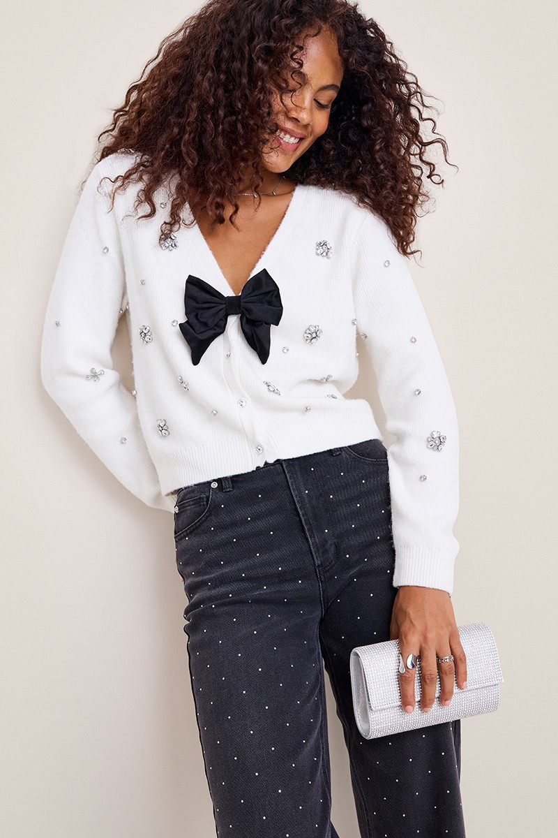 Emery Embellished Bow Cardigan