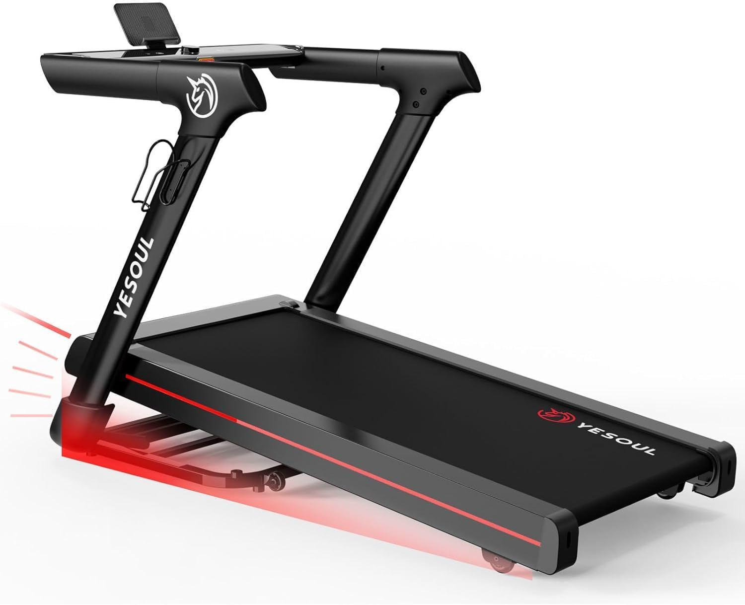 Yesoul Walking Pad Treadmill with 10% Auto Incline, Under Desk Treadmill for Home Walking, Hiking & Running, 300lbs Capacity, Smart App Scenic Routes & Live Classes, Remote & LED Display