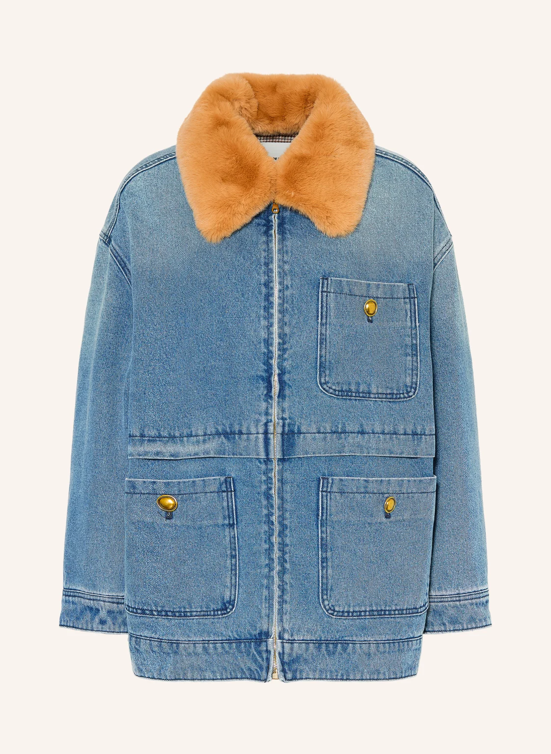 SANDRO Jeansjacke mit abnehmbarem Kunstfell