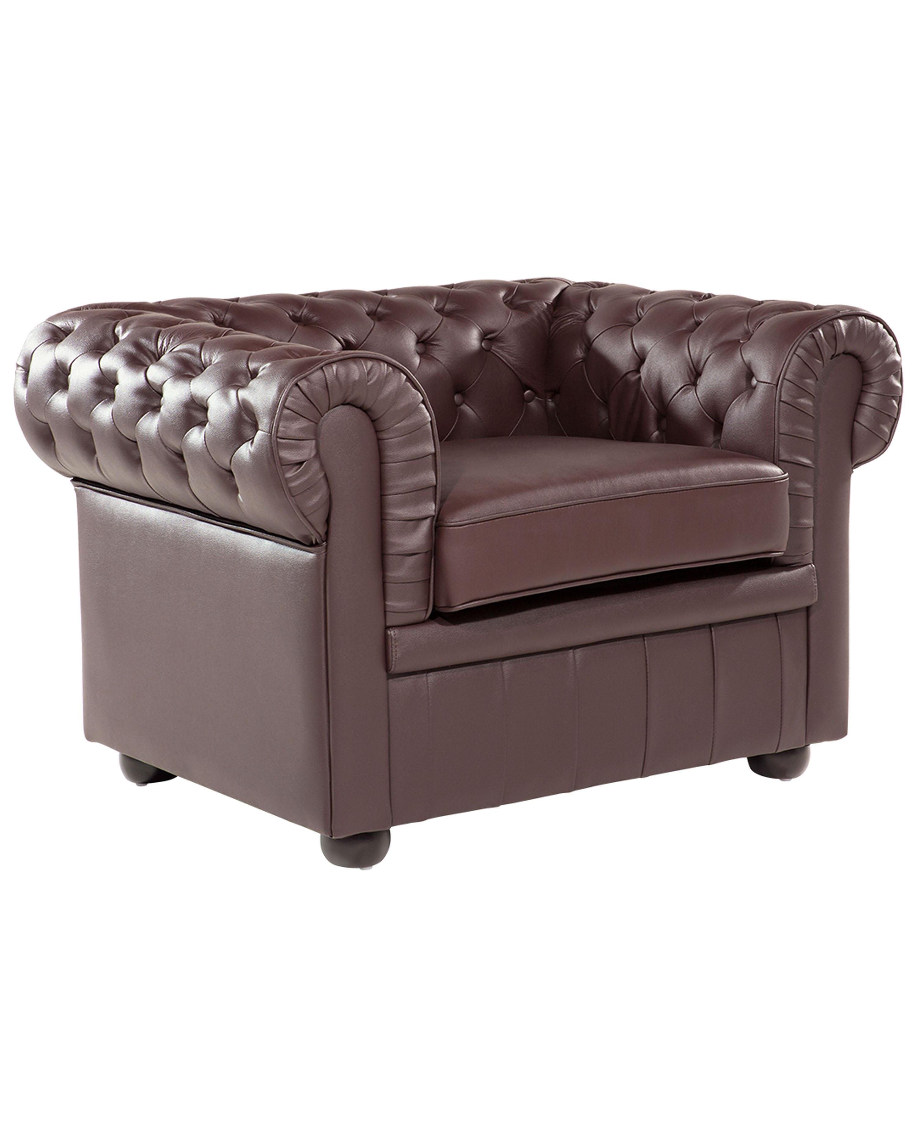 Armchair CHESTERFIELD Leather Brown