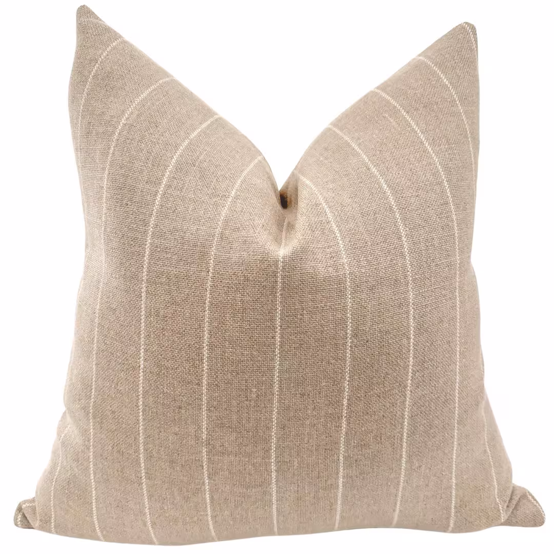 Antique Stripe Linen Pillow Cover, Authentic Belgian Linen, Neutral Cushions, Natural Fabric, HACKNER HOME