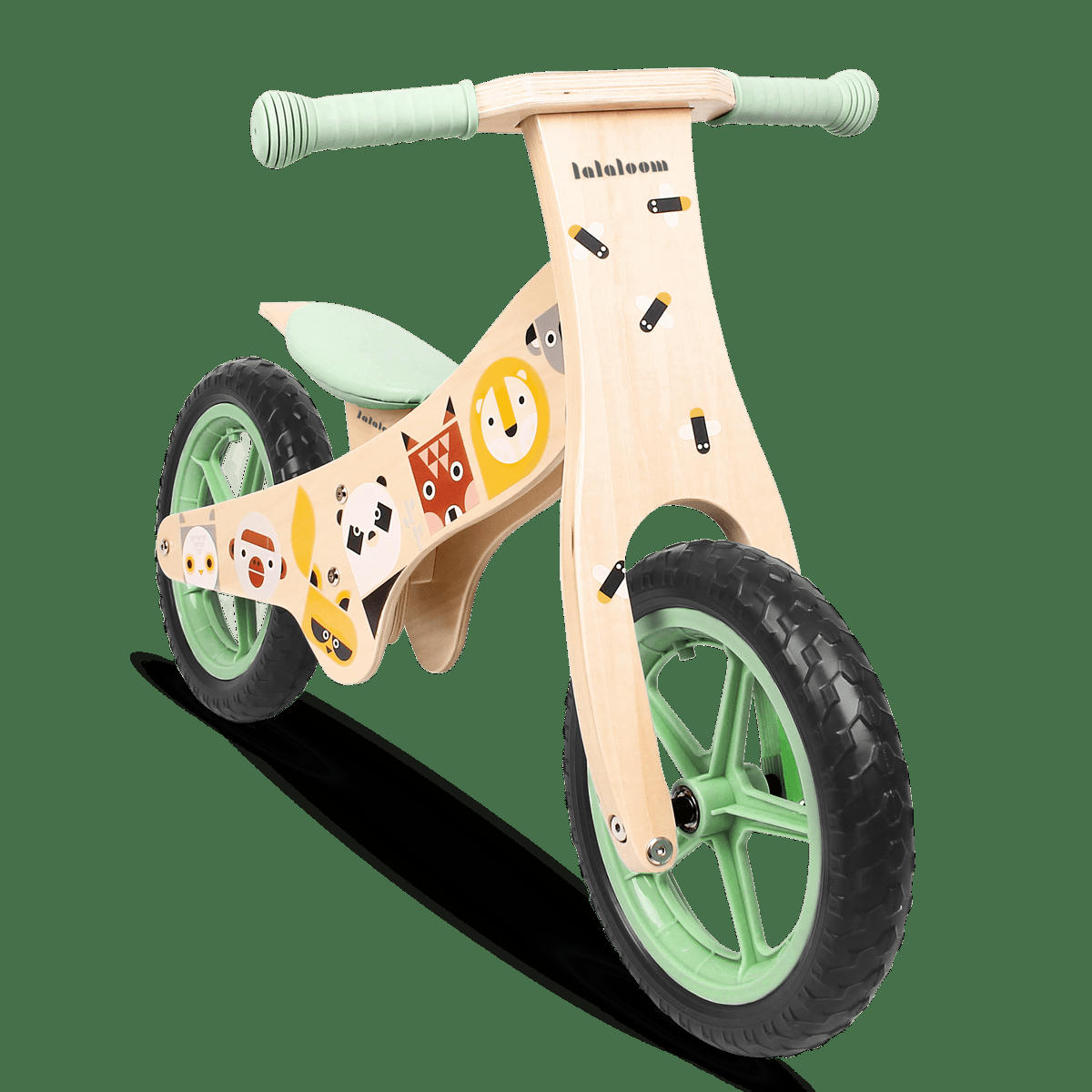 - Vélo sans pédales pour enfants en bois naturel vert