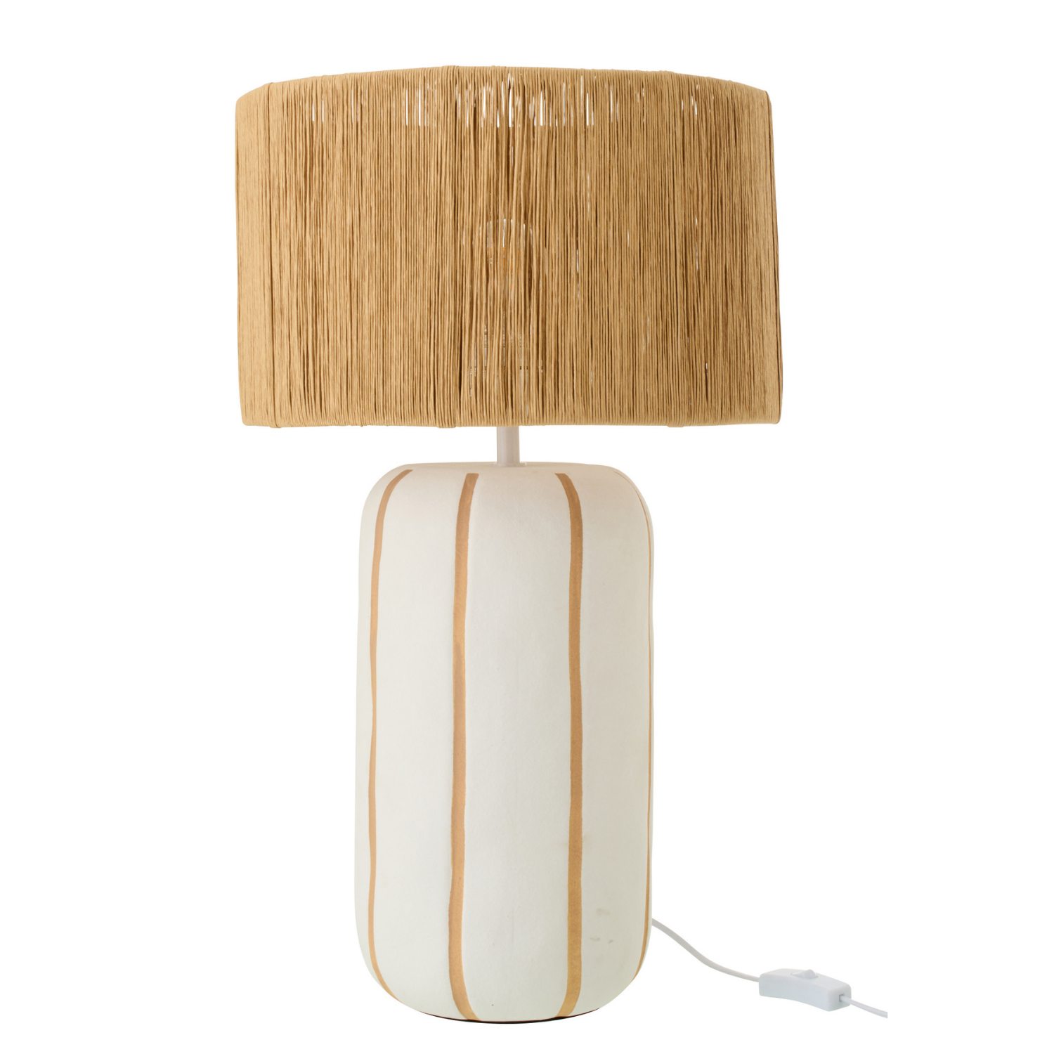 J-Line tafellamp Gestreept - keramiek - naturel/wit - large