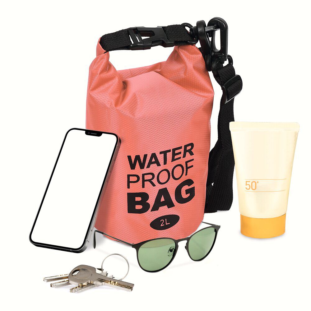 Sac de plage étanche 2L polyester rouge et noir