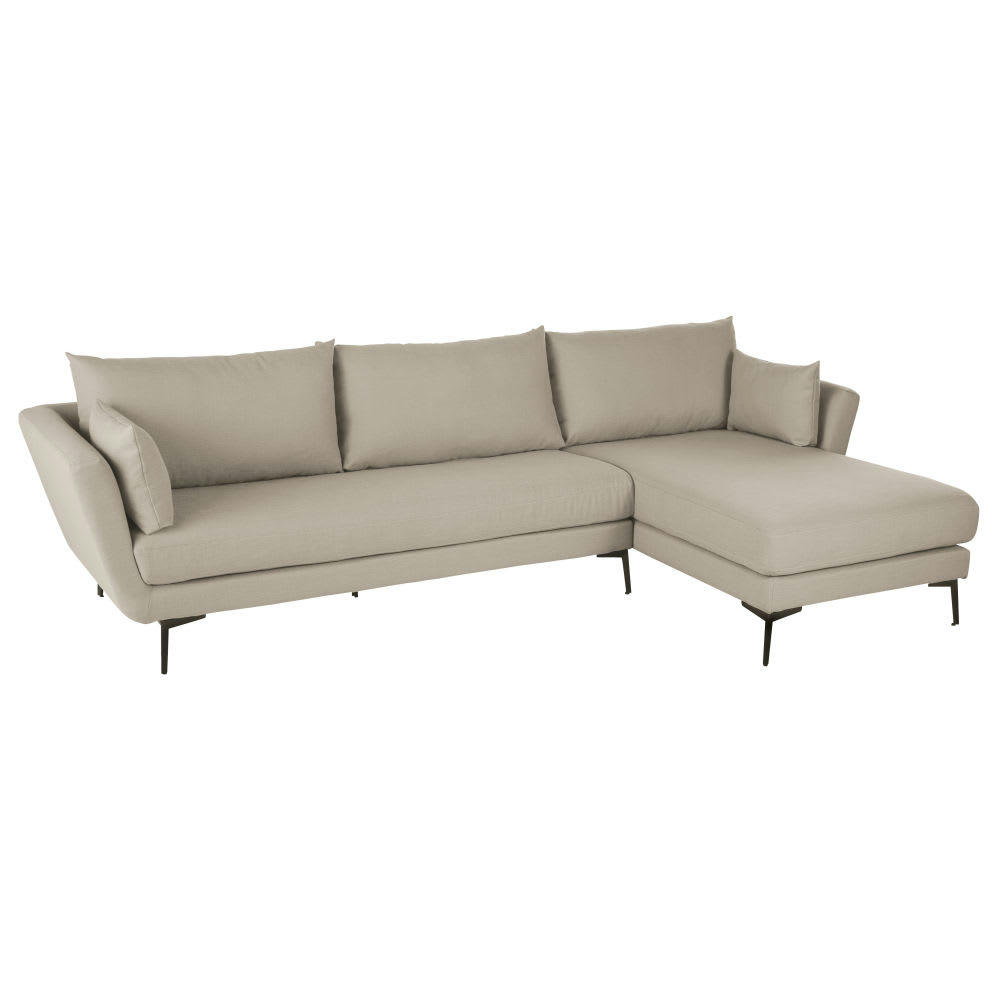 Prague - Canapé d'angle droit 4/5 places beige