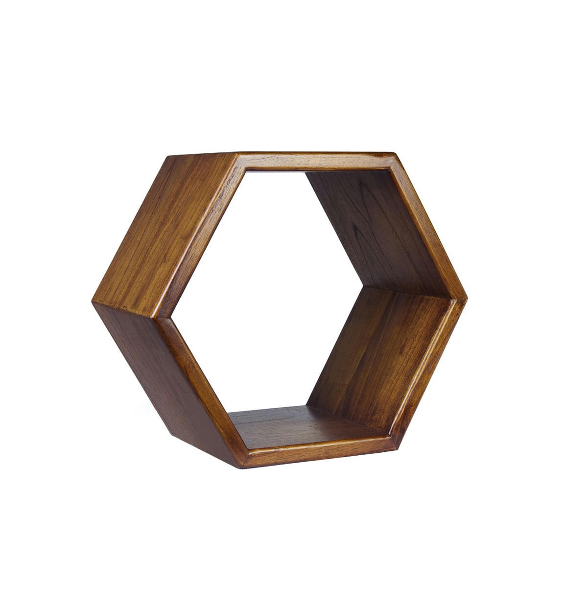 ARTIC - Étagère murale hexagonale en bois marron L 40