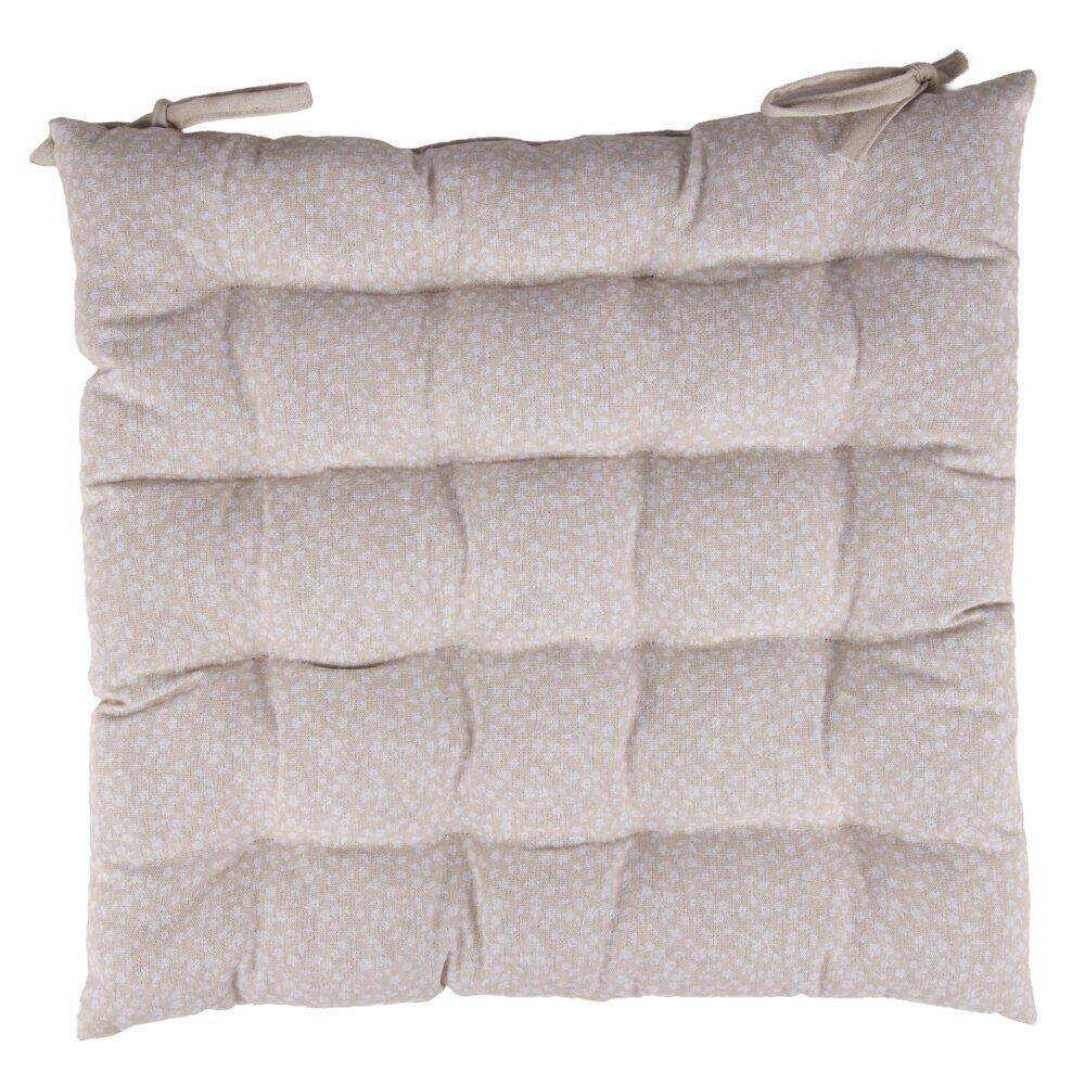 Galette de chaise carrée motif botanique beige 40x40cm