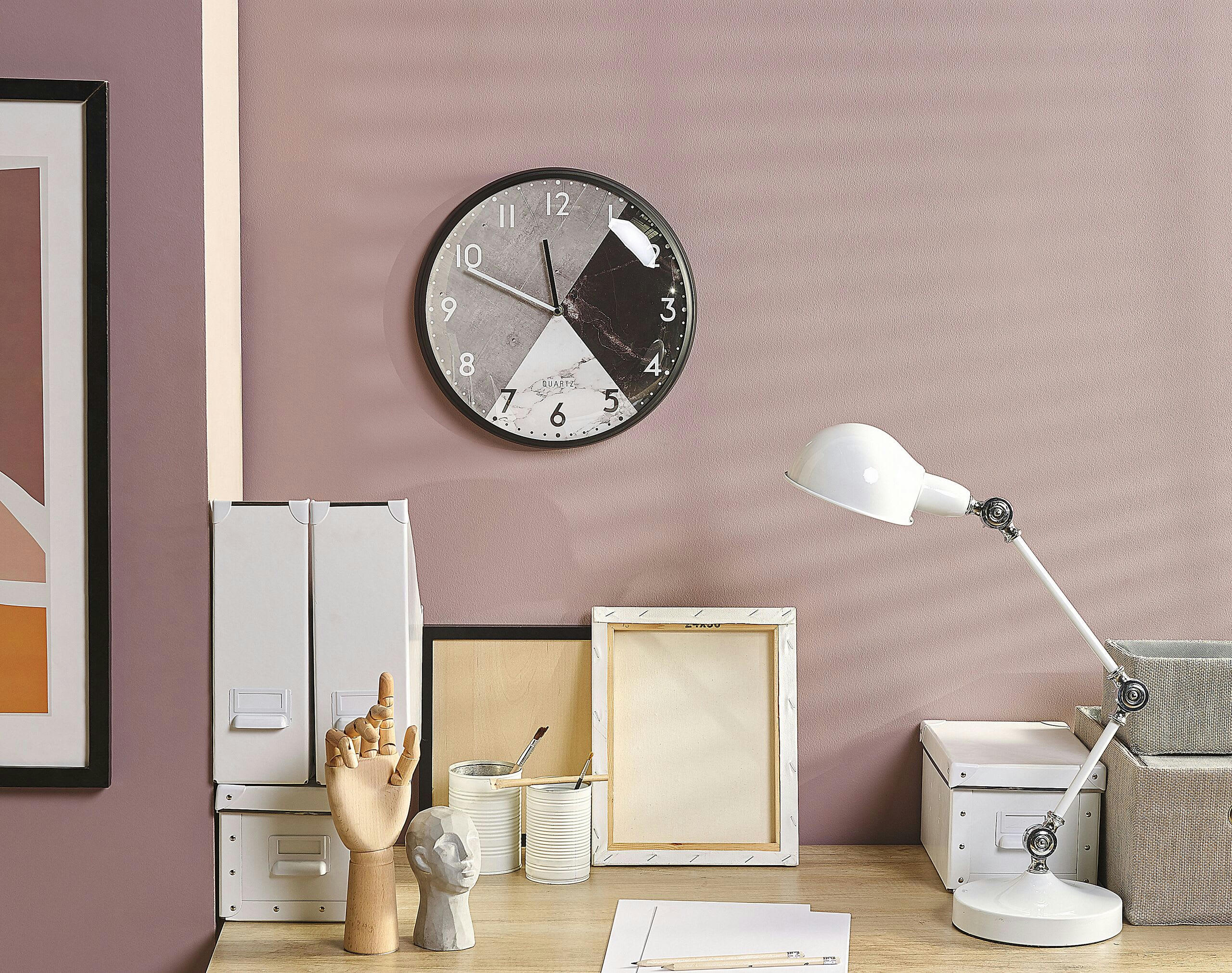 DAVOS - Horloge murale effet marbre gris et noir ø 33 cm
