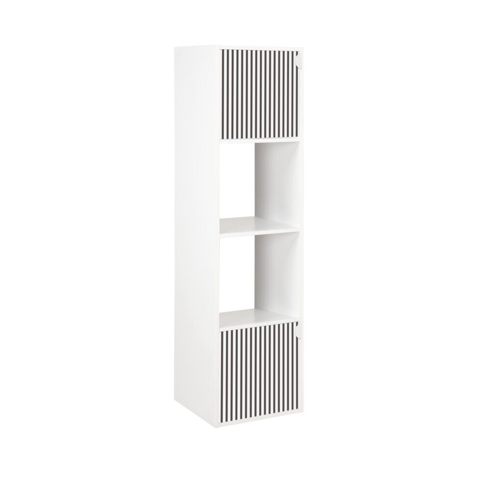 Colonne Adam 4 cases 2 portes en bois blanc L30xP29,5xH120cm