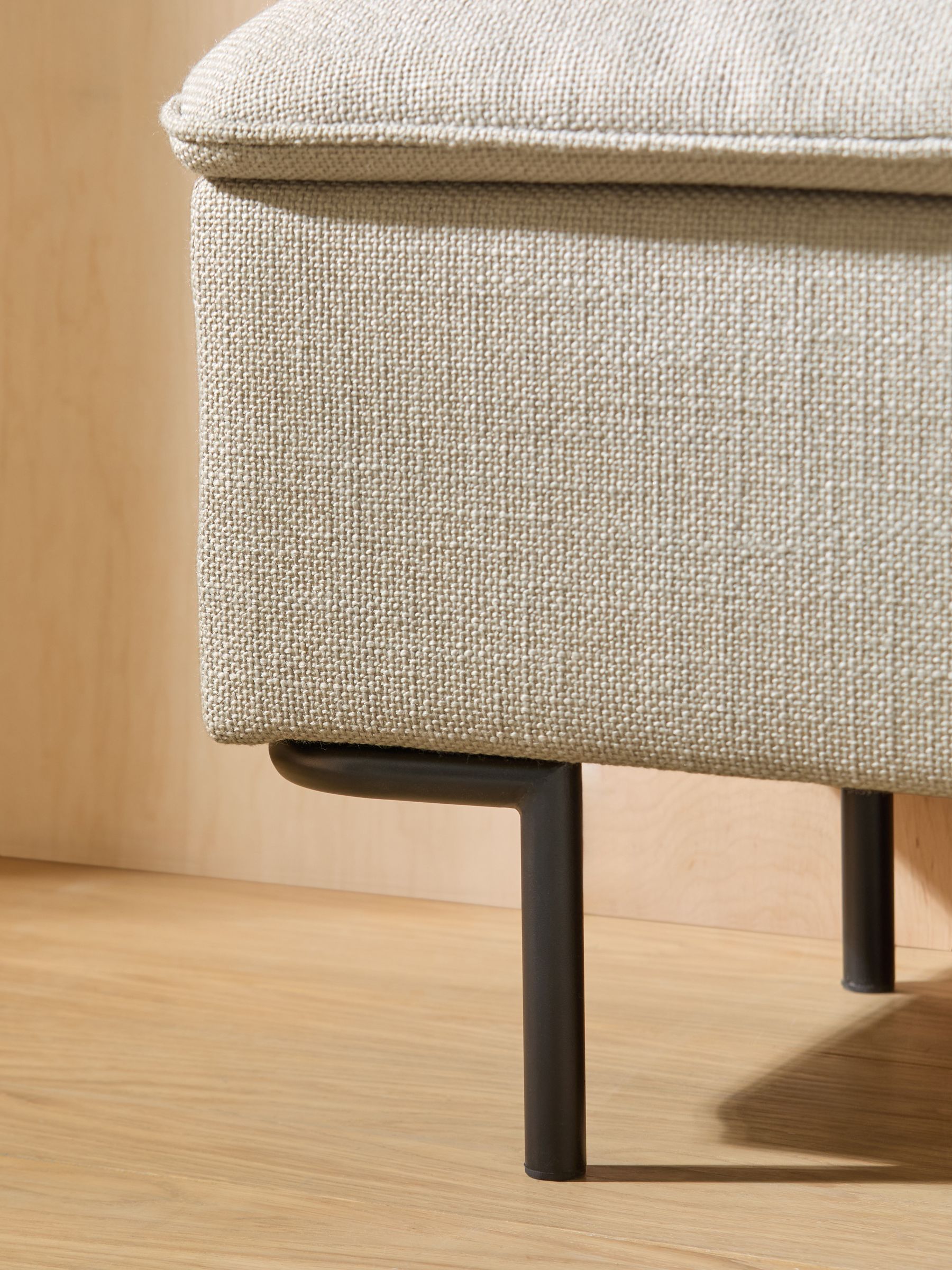 Harlow Storage Ottoman Bench in Natural Oat Textured Weave