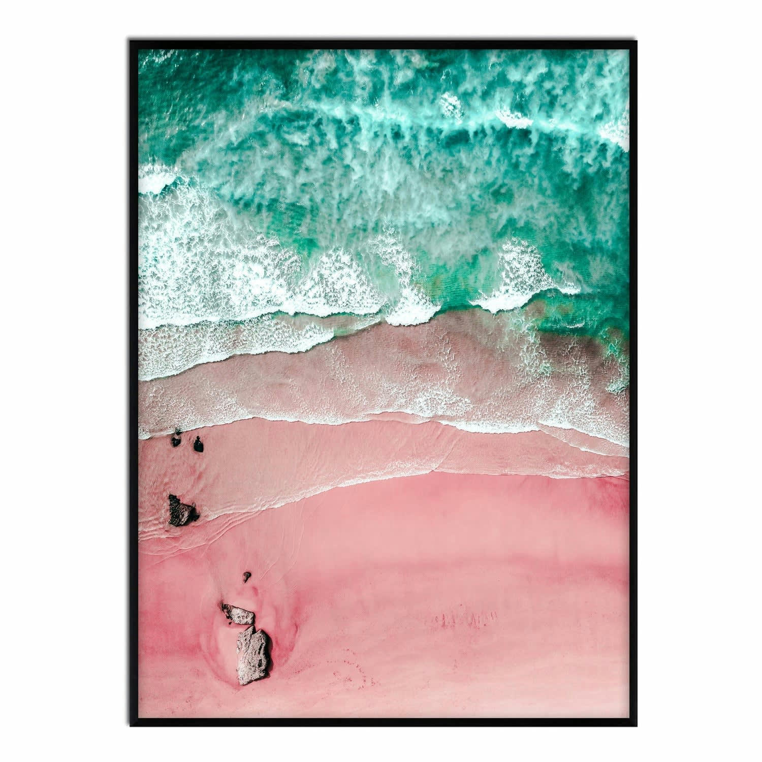 MAR - Affiche avec cadre noir - Sable rose - 30x40