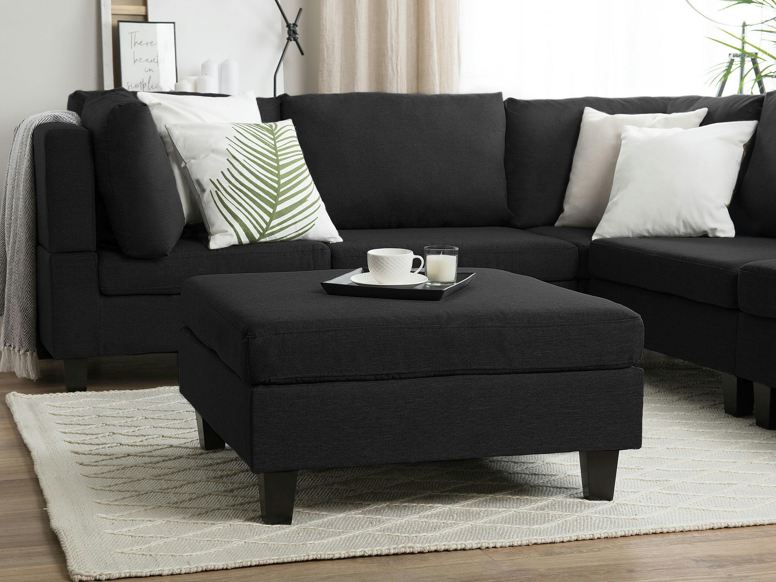 FEVIK - Ottoman en tissu noir pour canapé modulable