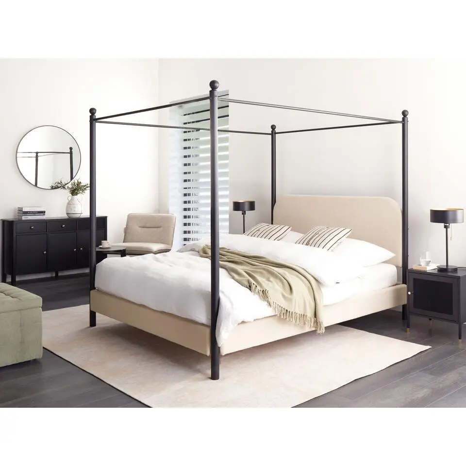 DANNEMOIS - Tweepersoonsbed - Beige - 160x200 cm - Boucl&eacute;