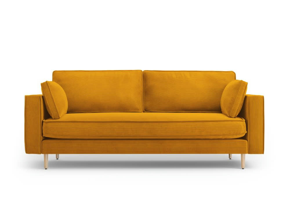 ALEXIS - Canapé 3 places en tissu structuré jaune