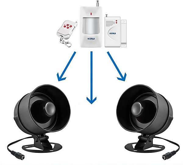 Kit Alarme Maison sans Fil 115dB - avec Sirène, 4 Détecteurs Ouverture,2 Télécommandes, 2 Capteurs de Mouvement