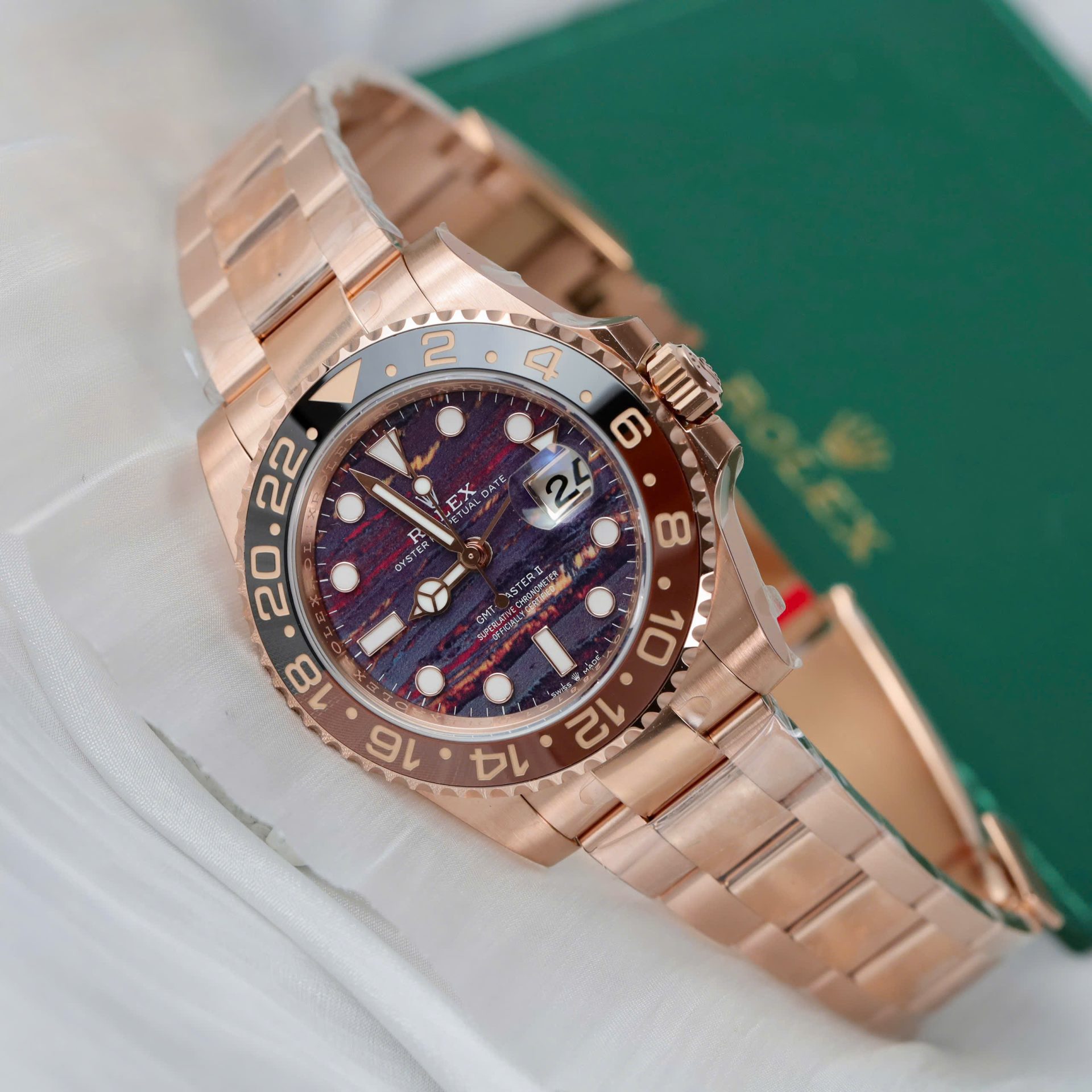 Rolex GMT-Master II 126715CHNR RG Plated Tiger Iron Dial 40mm Oyster Super Clone