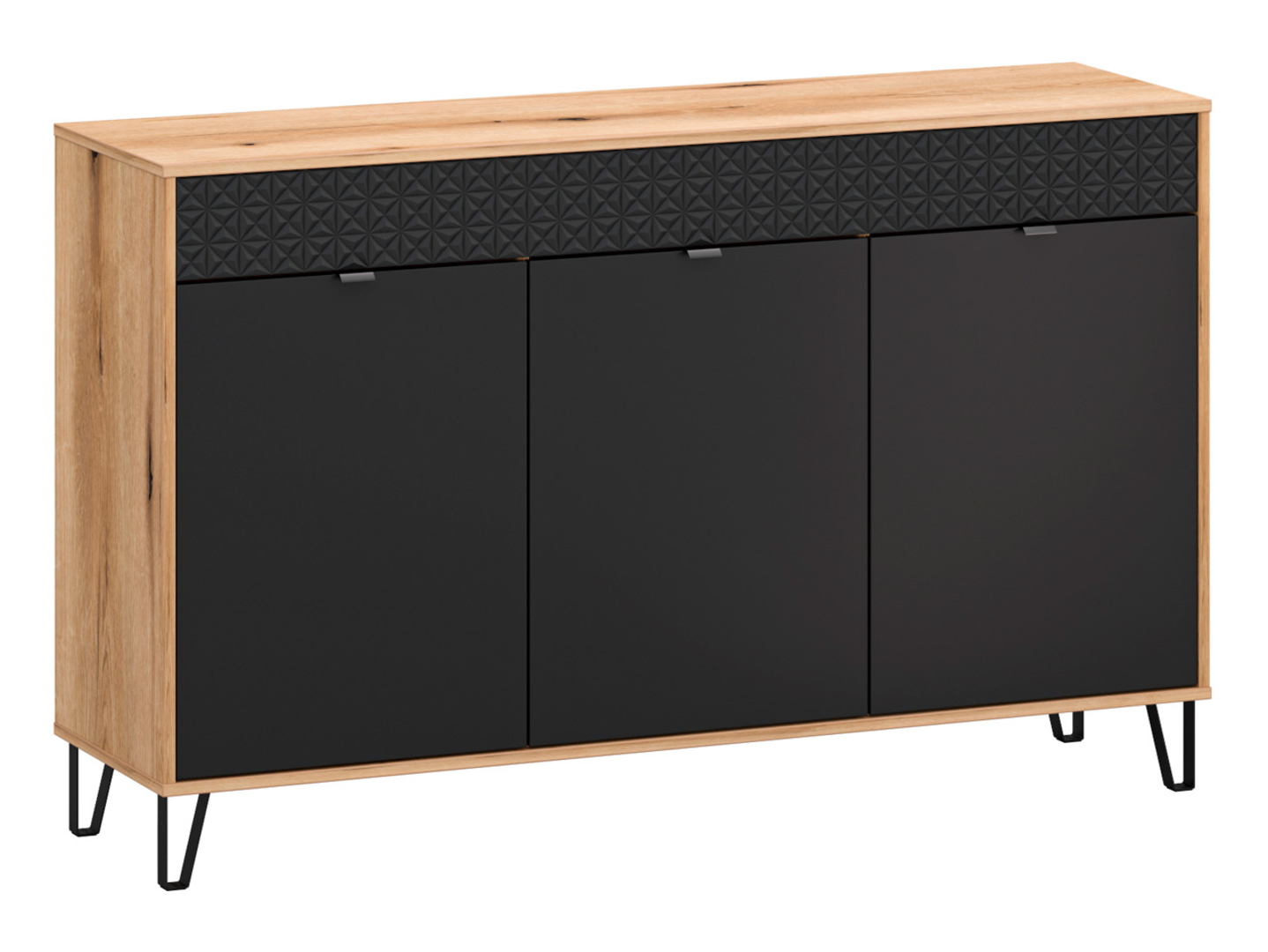 Szafka Bellano 146 cm z 3 drzwiami dąb evok/czarny