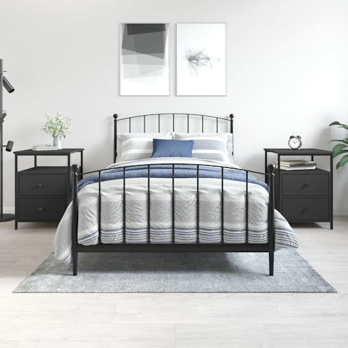 NNEVL Bedside Cabinets 2 pcs Black 44x45x60 cm Engineered Wood