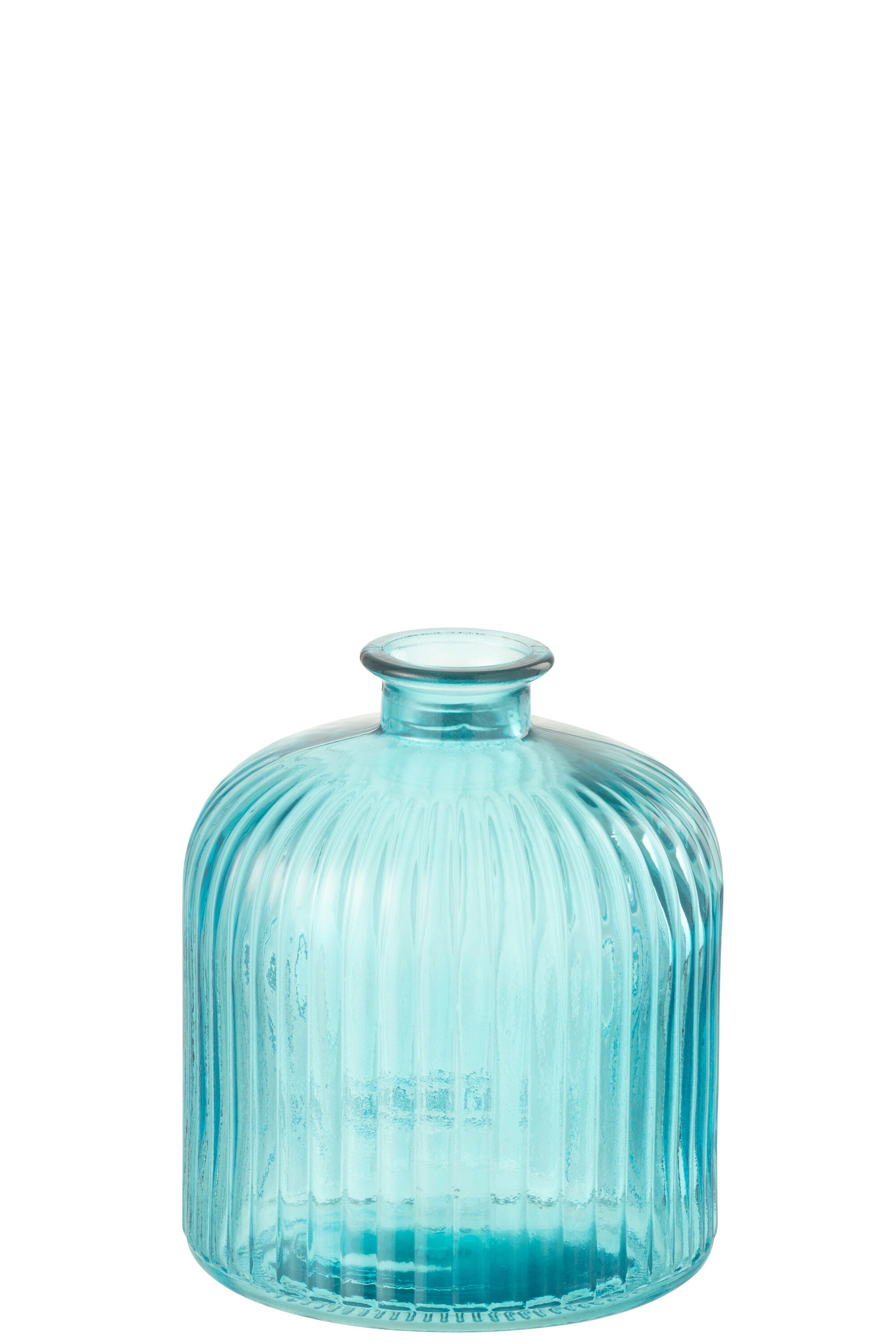 J-Line vaas Fles Stripe - glas - aqua - small - 18 cm hoog