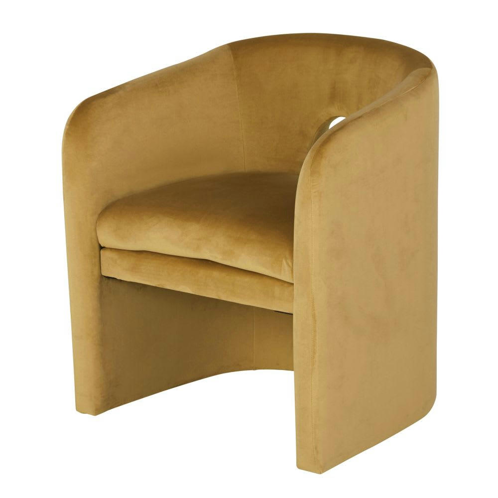 Chess - Fauteuil de table en velours ocre