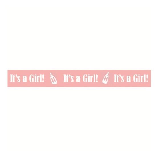 White On Baby Pink It's A Girl Ribbon 10mm x 4m