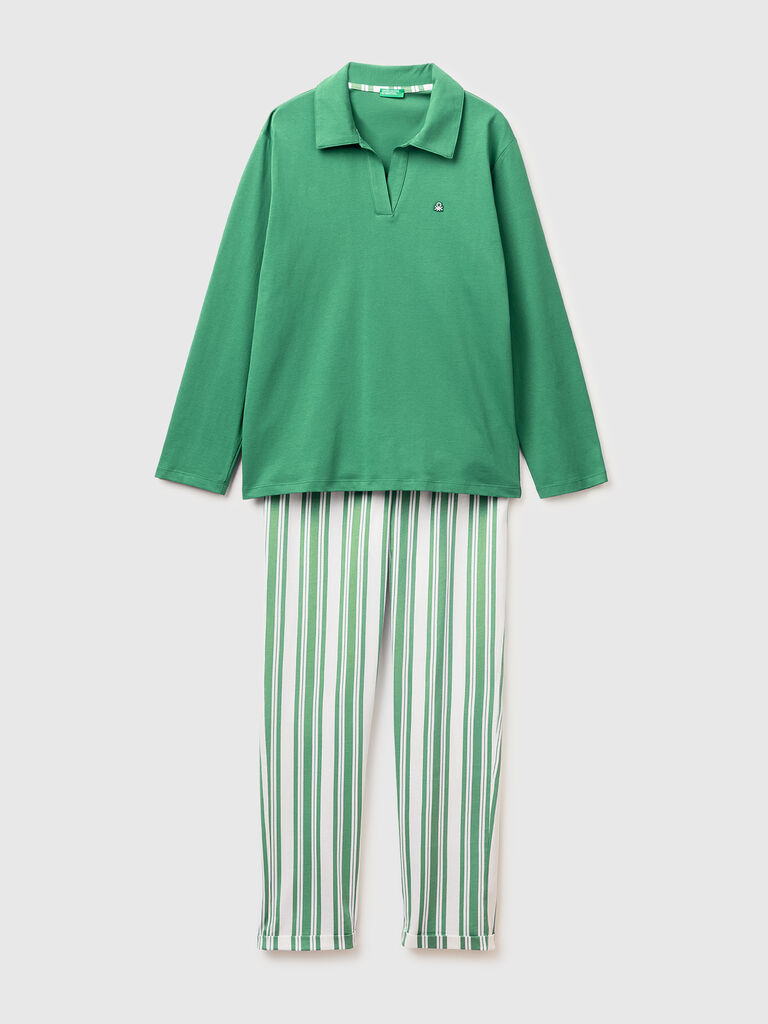 Pajamas with striped trousers