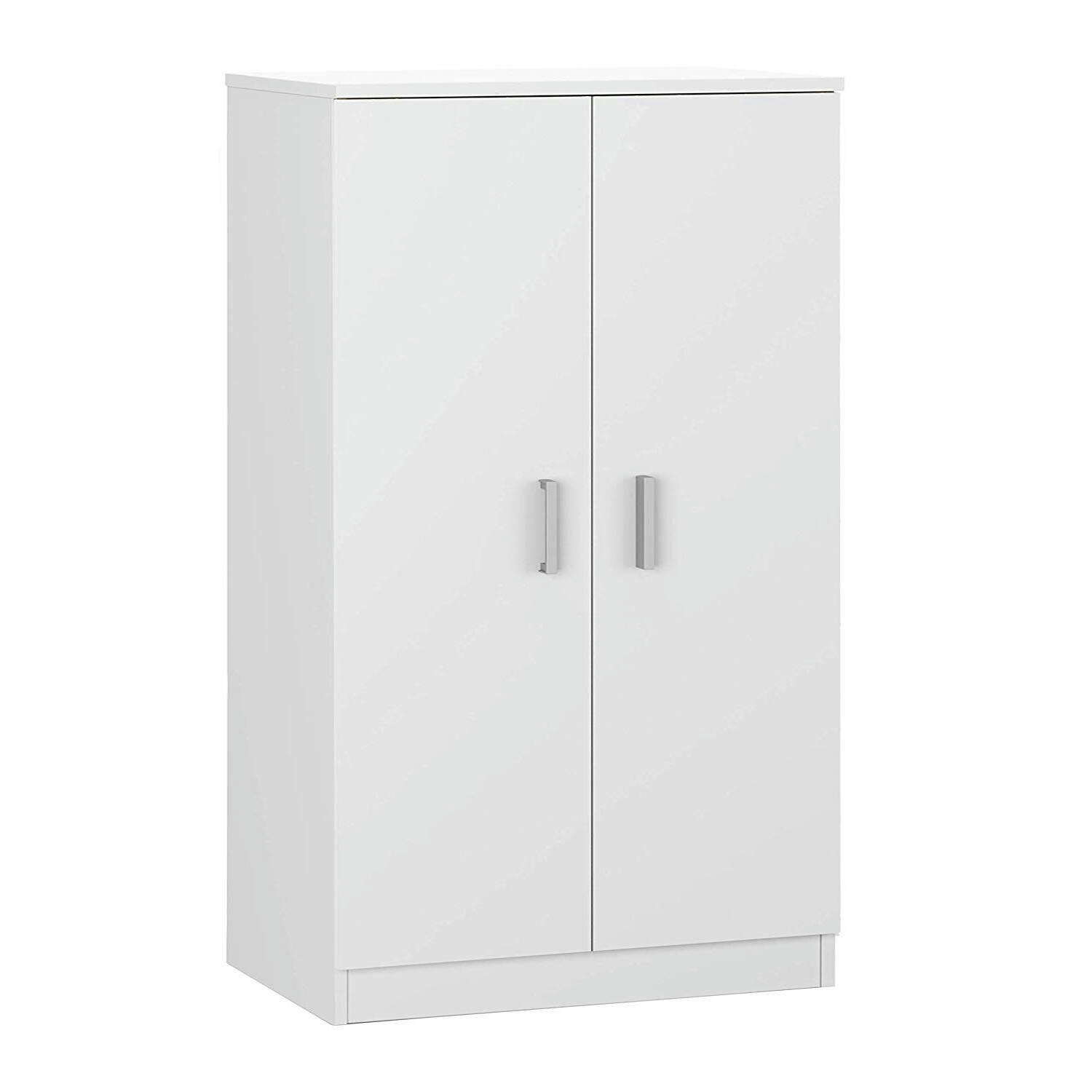 DLAZAR - Armoire polyvalente à 2 portes effet bois blanc