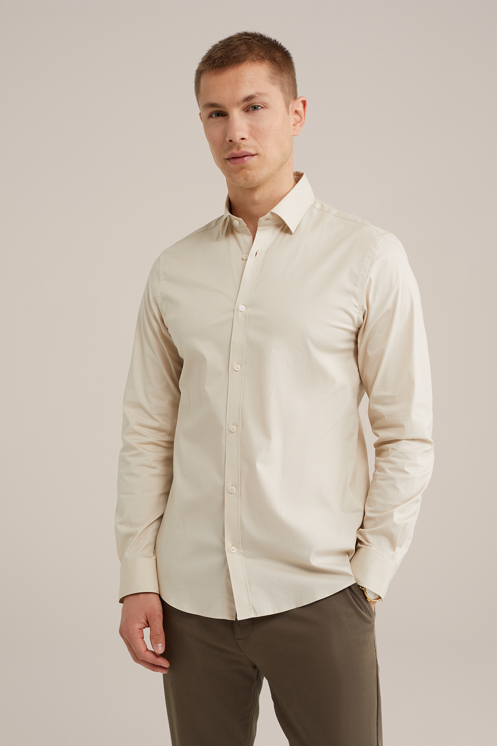 Heren Anti-odour slim fit overhemd met stretch