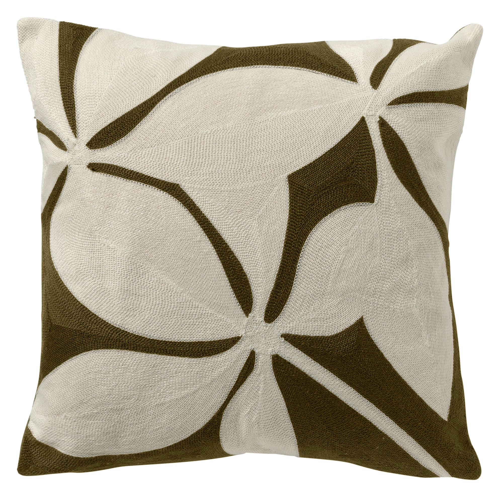 - Housse de coussin vert en polyester-45x45 cm avec motif fleuri