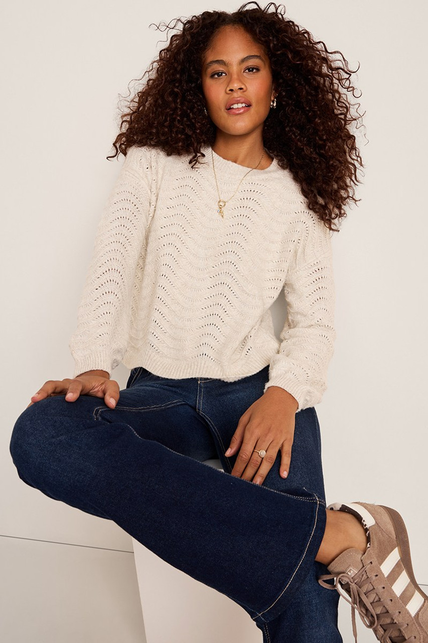 Sara Pointelle Pullover Sweater