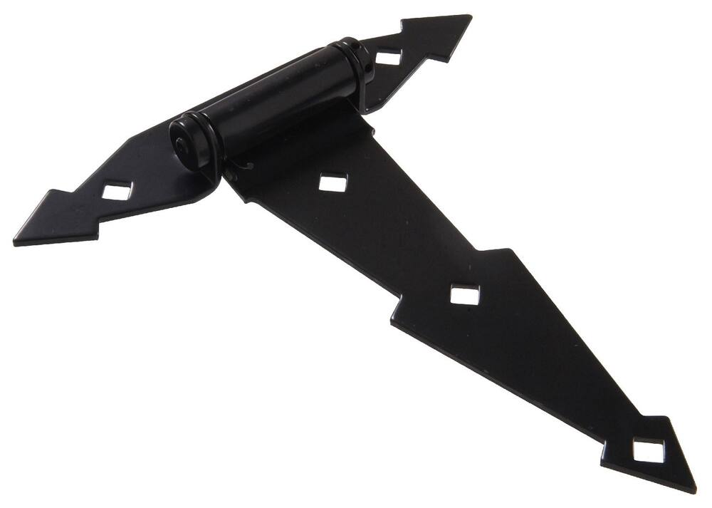 Hillman Ornamental Light Duty Sprint T-Hinge, For Narrow Mounting, Self-Closing Spring, Black, 8-in